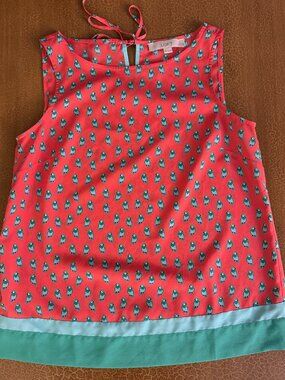 NWOT Ann Taylor LOFT Tank Top Green Bird Pattern - Size Petite Small SP